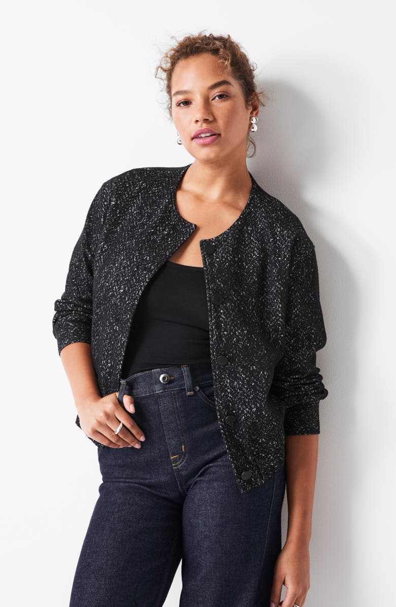 SPANX<sup>®</sup> Herringbone Ponte Knit Bomber Jacket, Alternate, color, Grey