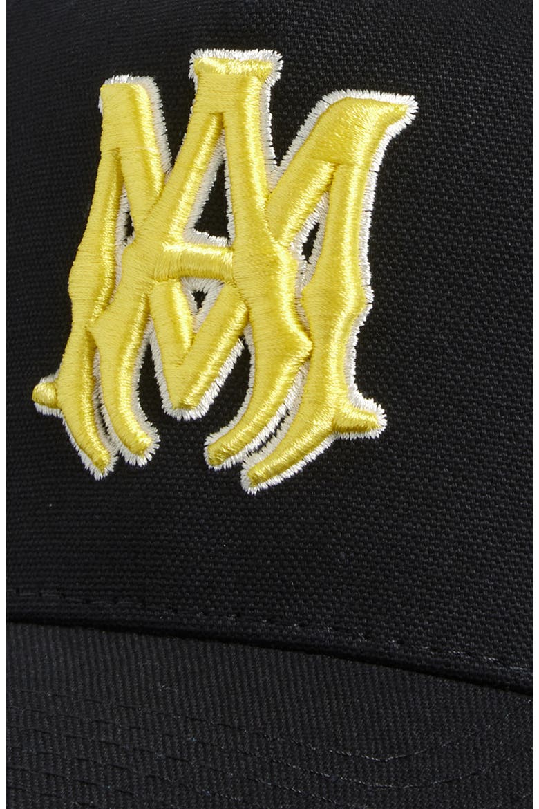 MA Outline Logo Cotton Baseball Cap, Alternate, color, BLACK/ YELLOW