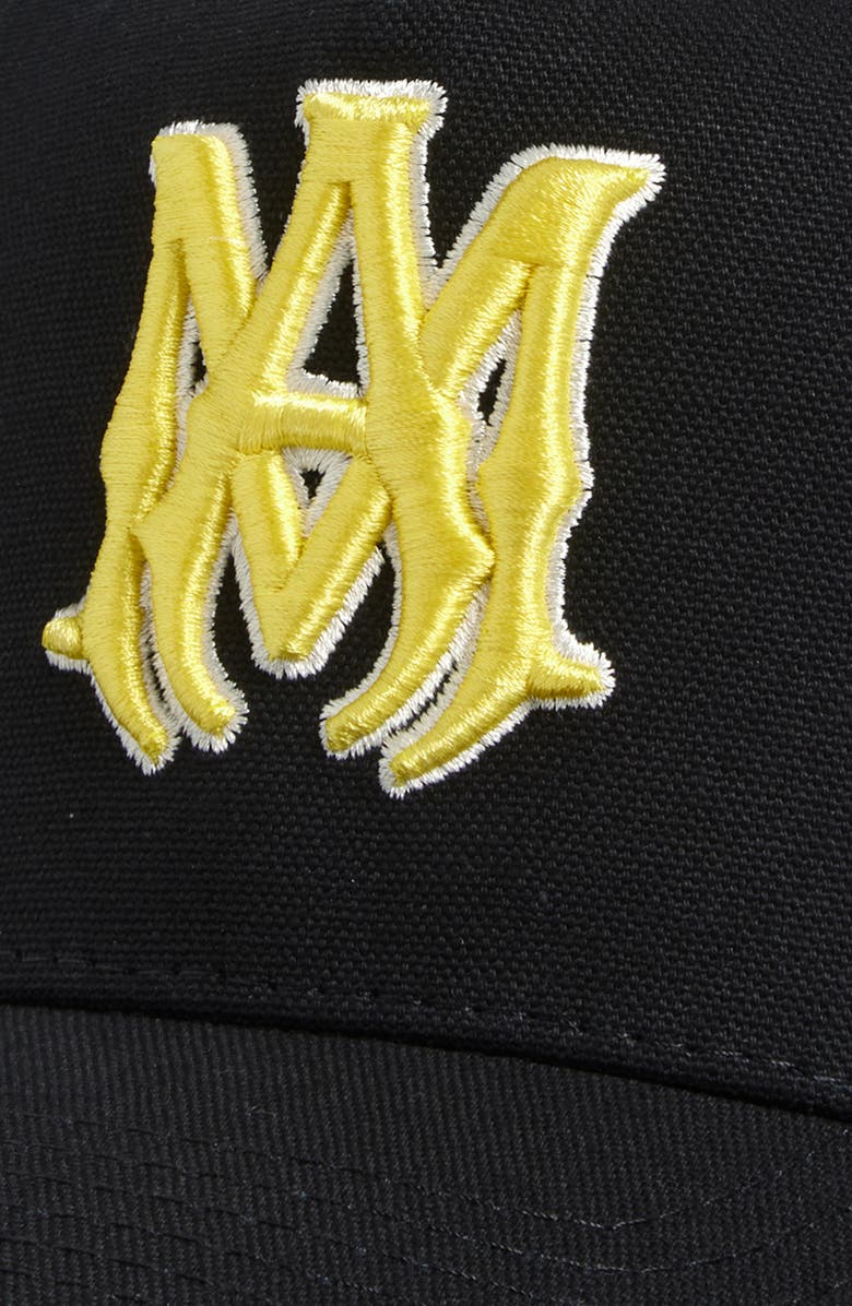AMIRI MA Outline Logo Cotton Baseball Cap, Alternate, color, Black/ Yellow
