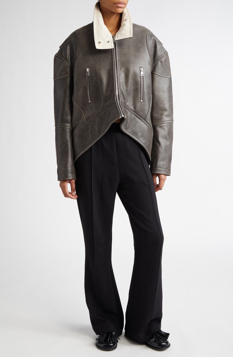 JW Anderson Asymmetric Hem Leather Jacket, Alternate, color, 
