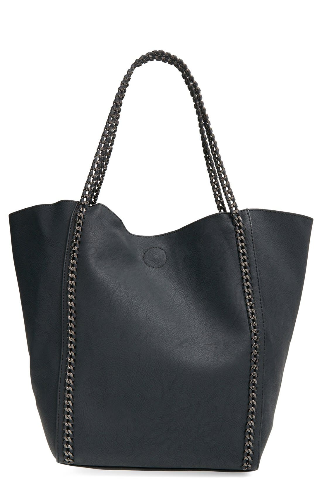 Phase 3 Chain Faux Leather Tote, Main, color, 
