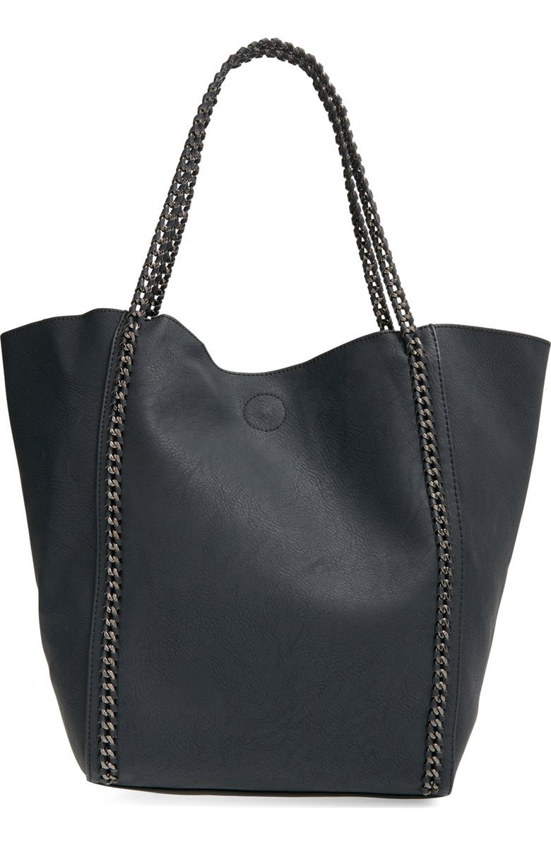 Phase 3 Chain Faux Leather Tote, Main, color,