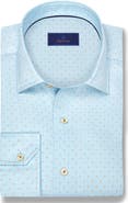 David Donahue Neat Print Cotton Button-Up Shirt