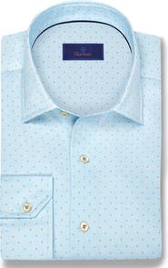 David Donahue Neat Print Cotton Button-Up Shirt