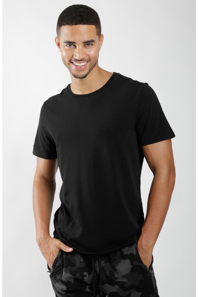Stone Washed Stretch Pima Cotton T-Shirt, Alternate, color, BLACK