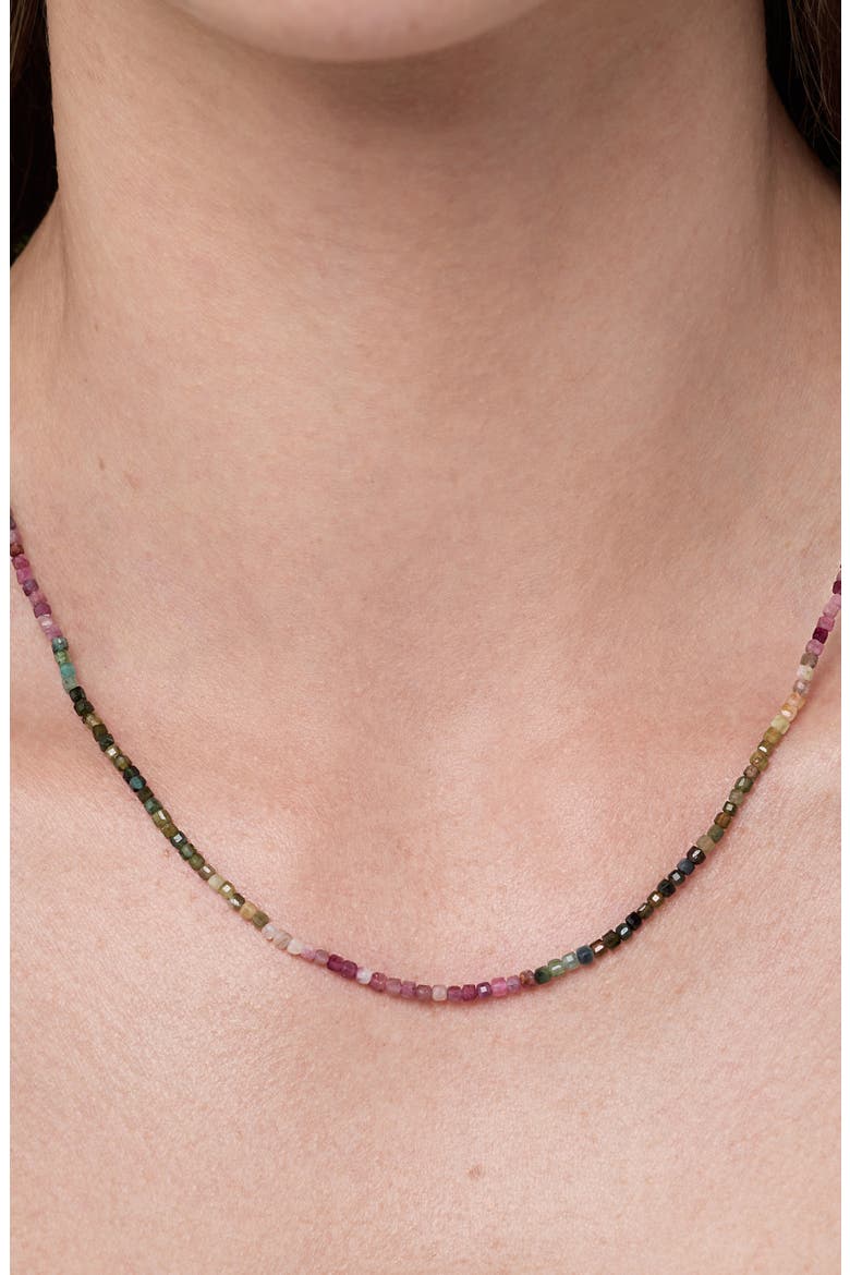 Solid Yellow Gold - Tourmaline Beaded Necklace, Alternate, color, Gold