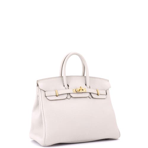 Pre-owned Hermes  Hermes Birkin Handbag Light Togo With Rose Gold Hardware 25 In White