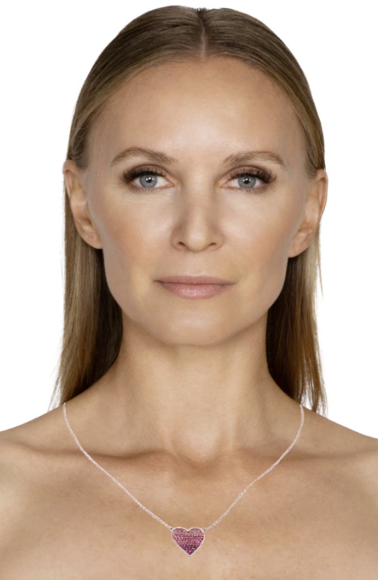 Covet Ombré Pavé CZ Heart Pendant Necklace, Alternate, color, Pink