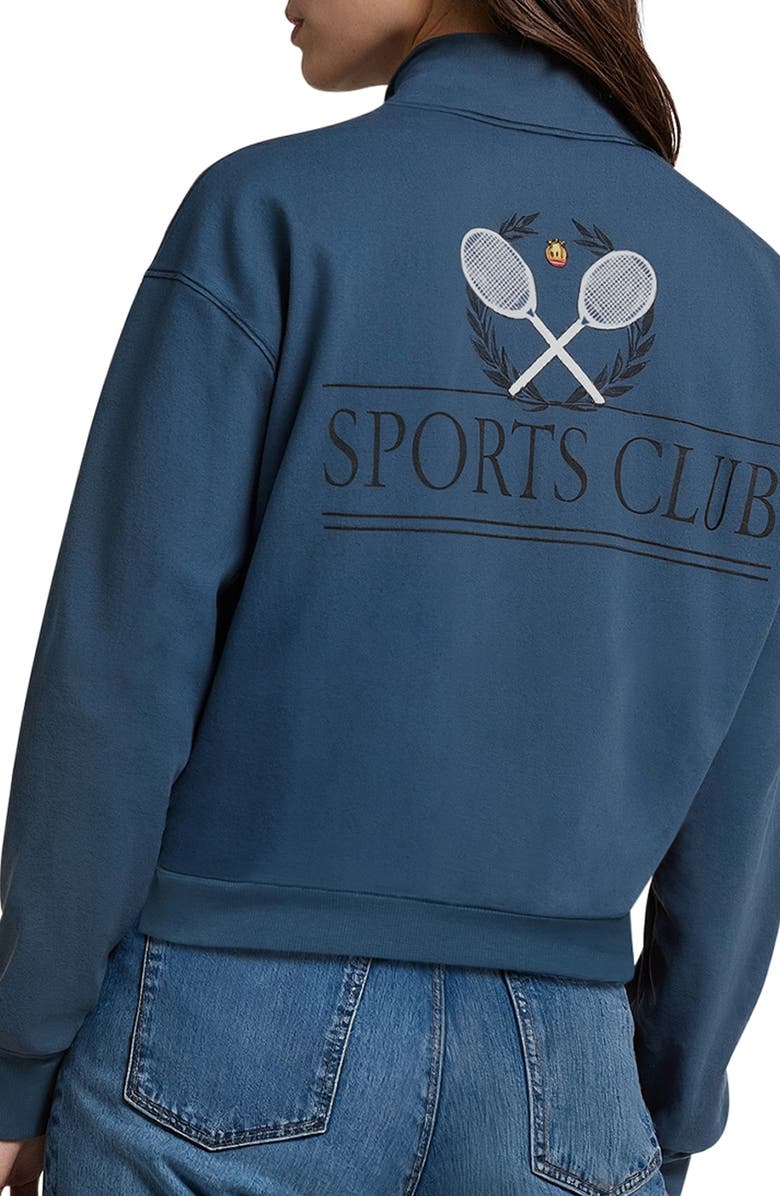 Wildfox Carly Sports Club Quarter Zip Pullover, Alternate, color, Vintage Indigo