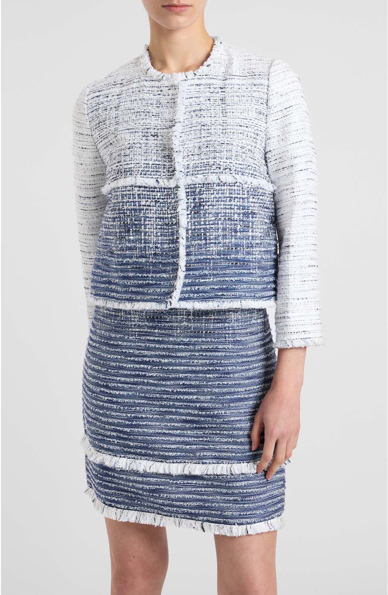 Santorelli Valerie Short Jacket in Ombre Modern Tweed, Alternate, color, Blue Aura