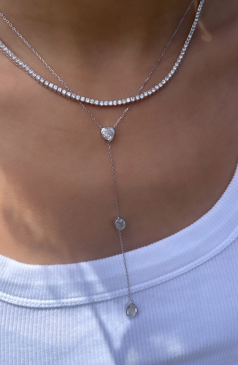 SHYMI Classic Tennis Necklace, Alternate, color, Silver/ White