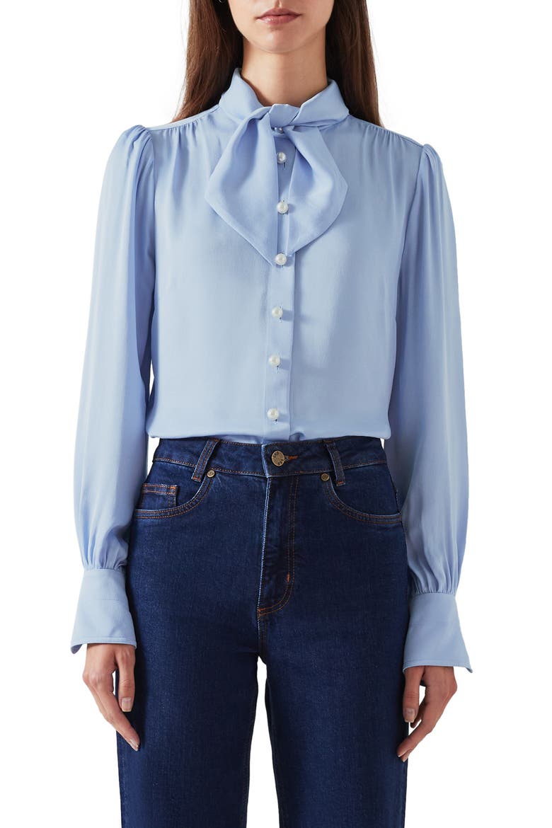 Hall Long Sleeve Woven Top, Main, color, LIGHT BLUE