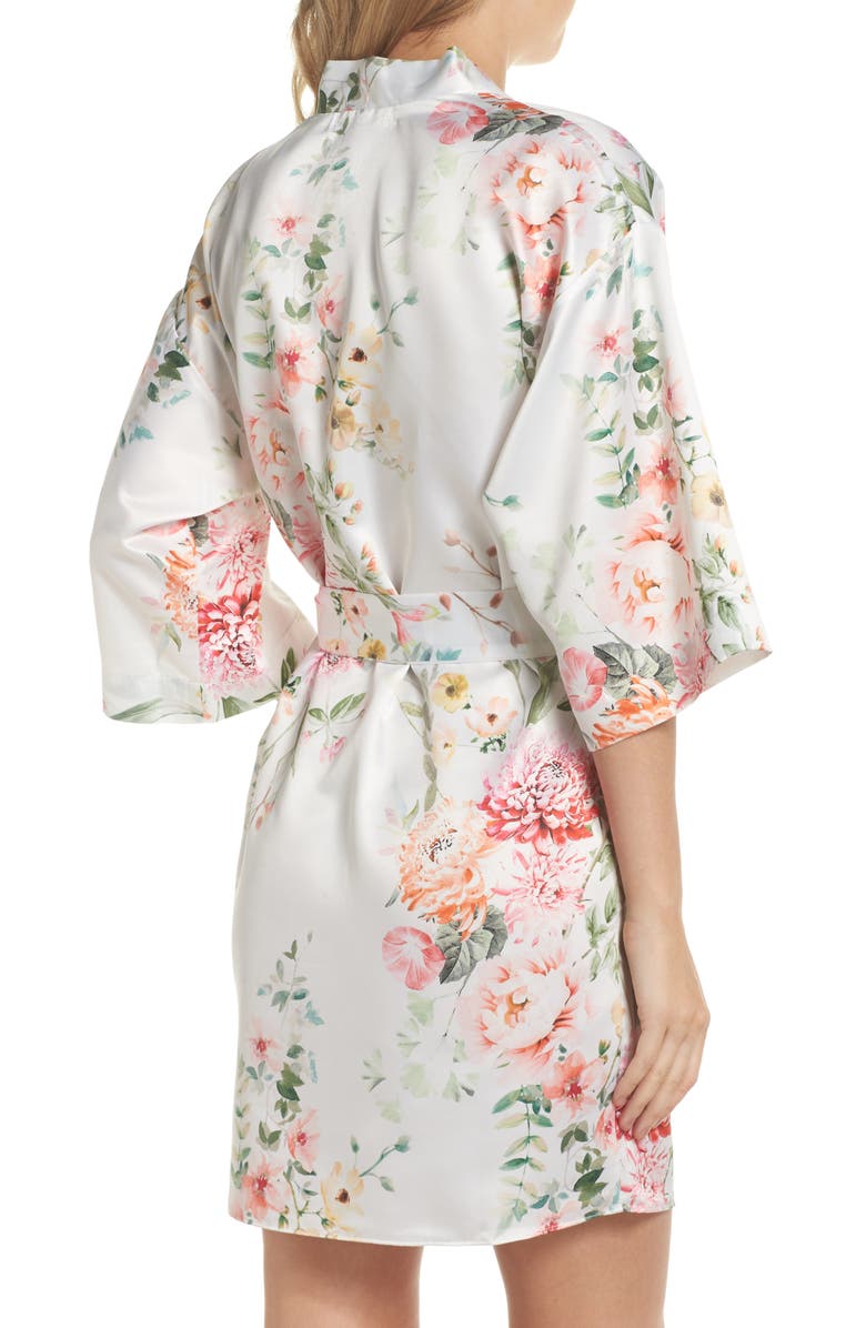 Flora Nikrooz Renata Short Satin Robe, Alternate, color,