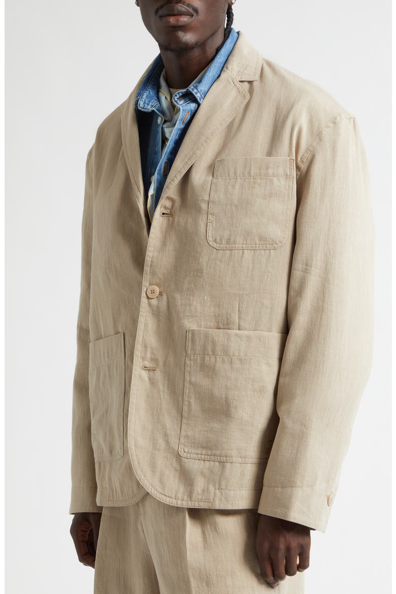 La Vesta Pastro Deconstructed Linen Blend Sport Coat, Alternate, color, BEIGE