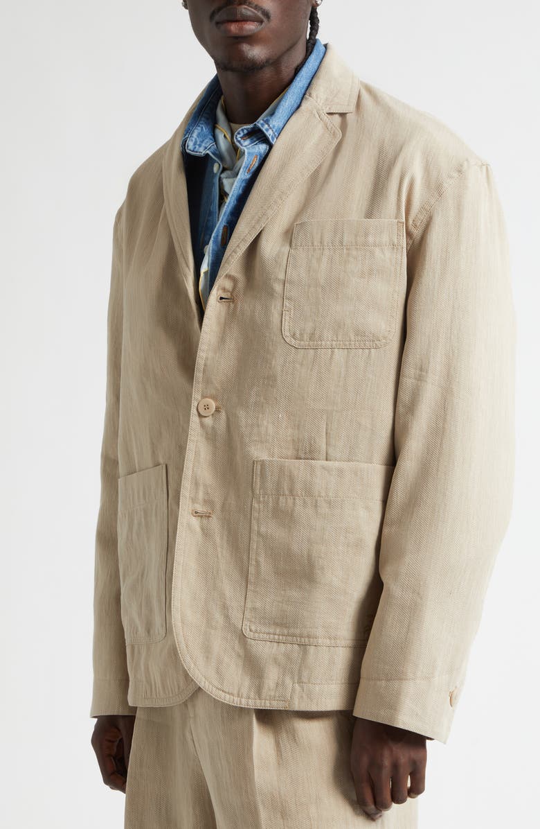 Jacquemus La Vesta Pastro Deconstructed Linen Blend Sport Coat, Alternate, color, Beige