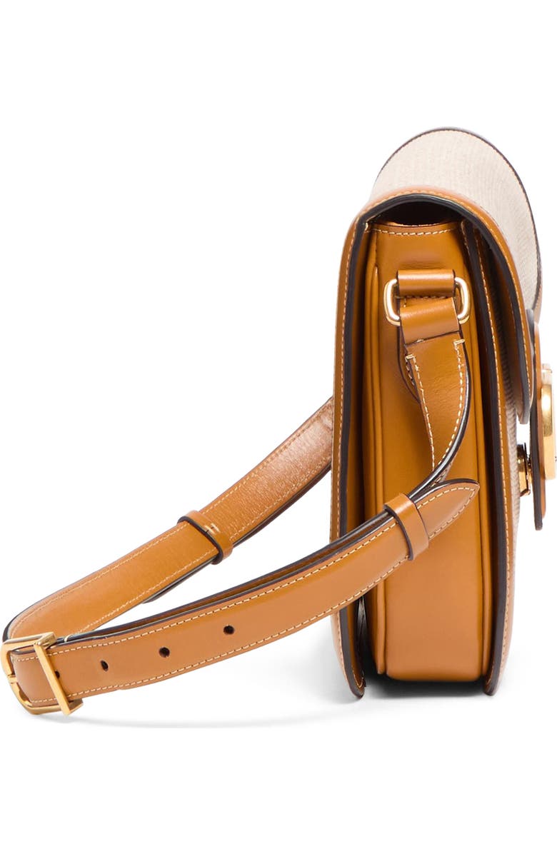 Valentino Garavani 9TO5 Canvas & Leather Shoulder Bag, Alternate, color, Natural/ Tabacco