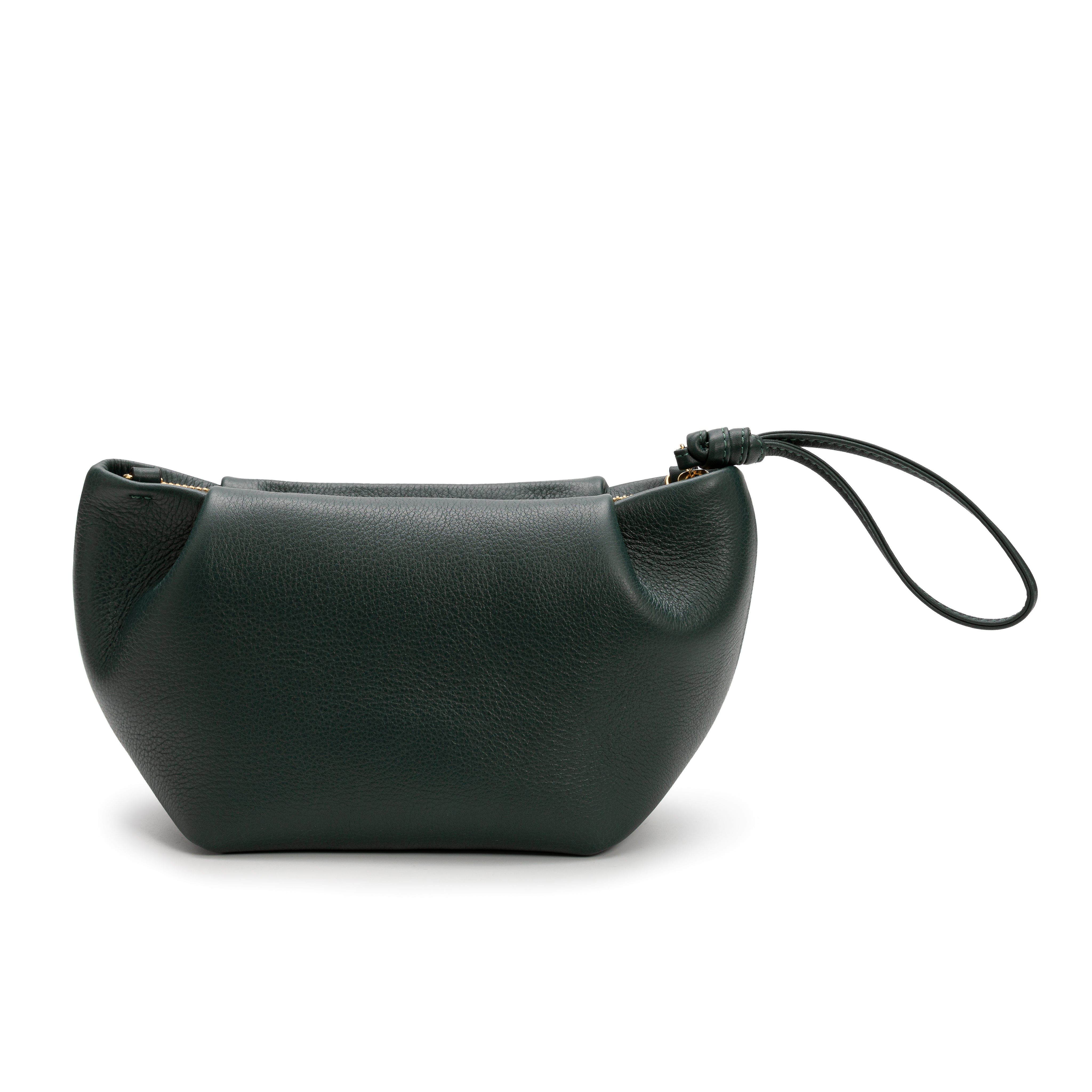 Martita Small Leather Clutch Bag With Shoulder Strap, Alternate, color, Forest
