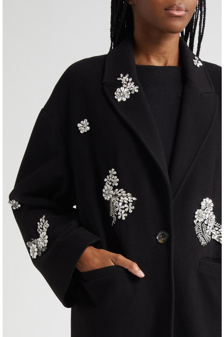 Crystal Ivy Gravis Embellished Coat, Alternate, color, BLACK/CLEAR