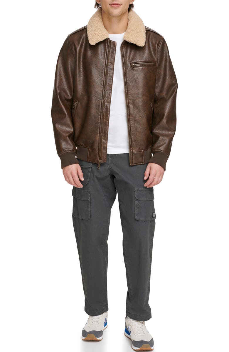 Levi's Faux Leather & Faux Shearling Bomber Jacket, Alternate, color, Brown