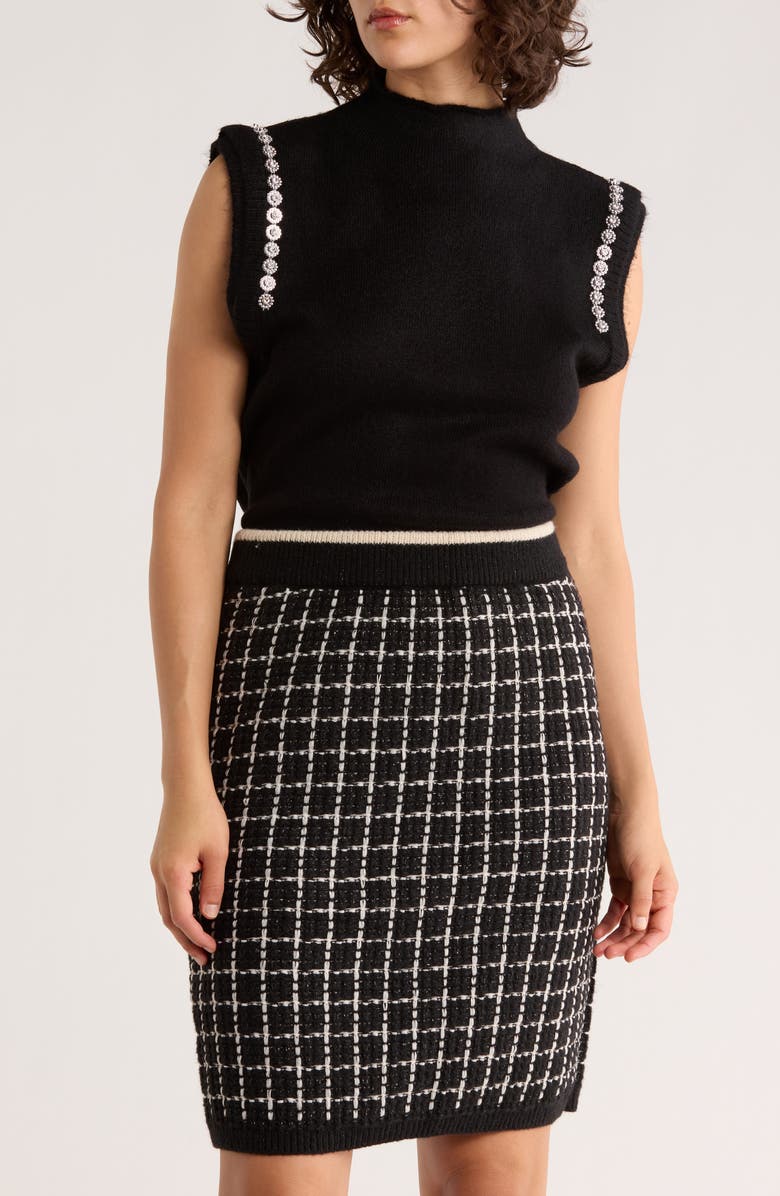 Ellen Tracy Rhinestone Embellished Sweater Vest, Main, color, Black