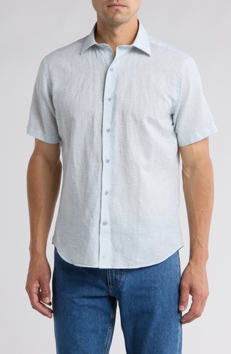 Neat Casual Short Sleeve Button-Up Shirt