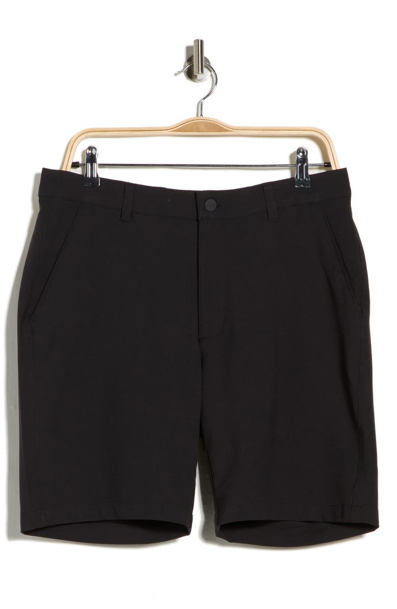 Greg Norman Classic Flat Front Golf Shorts, Main, color, Black