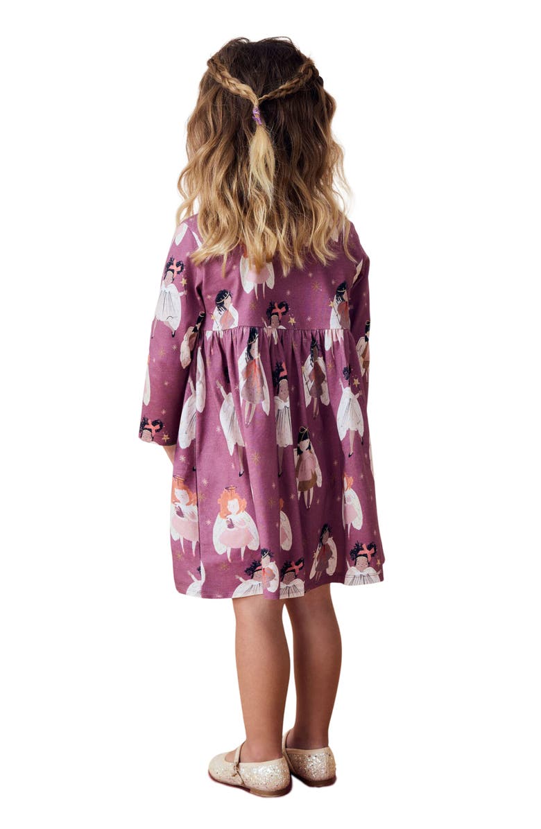 NEXT Kids' Fairy Print Long Sleeve Cotton Jersey Dress, Alternate, color, 