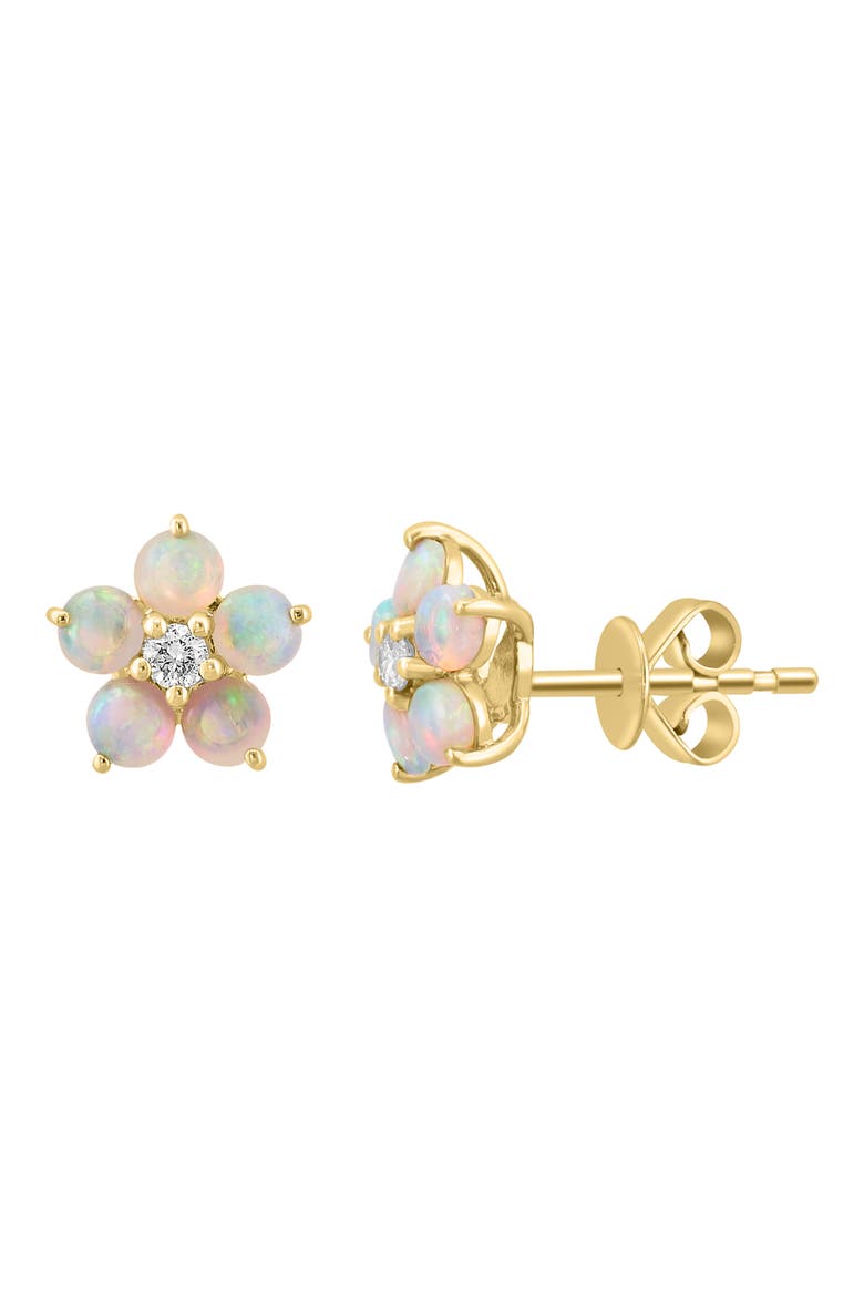 14K Yellow Gold Diamond Opal Stud Earrings, Alternate, color, WHITE