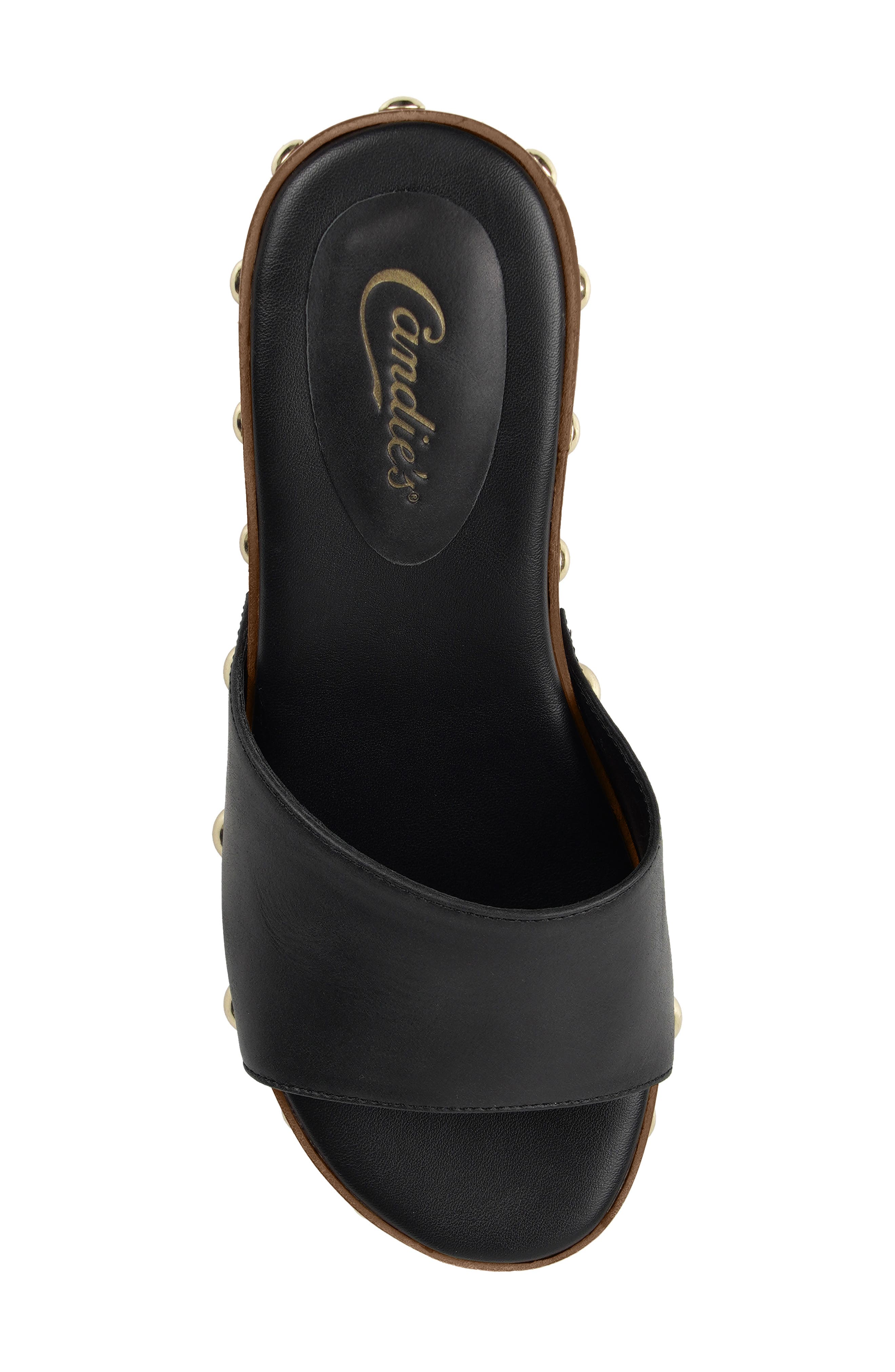 Candie's Jewell Platform Wedge Slide Sandal, Alternate, color, Black Leather