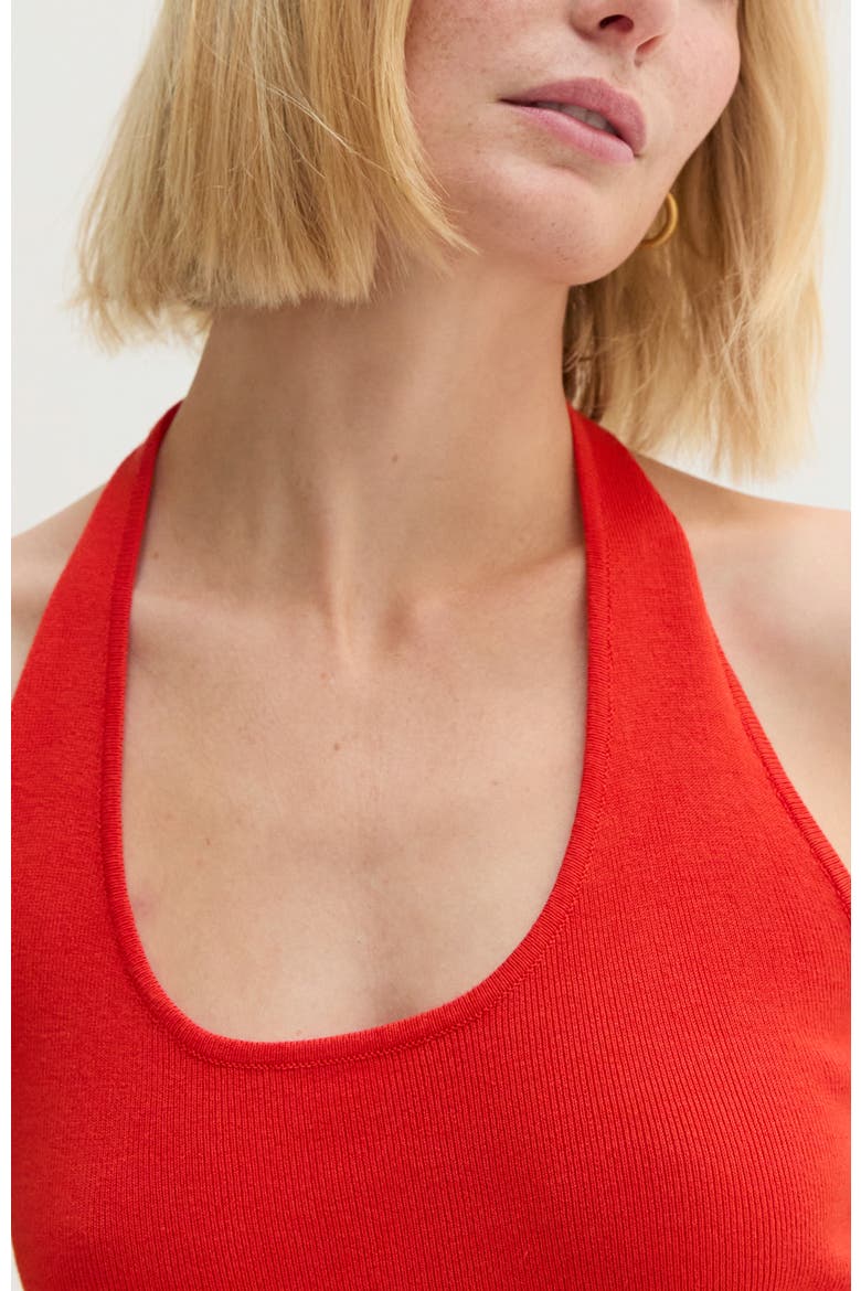 Halter Knit Top, Alternate, color, Poppy