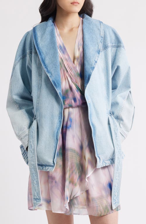 Hugo Boss Peplum-hem Jacket In Blue Rigid Denim With Belt