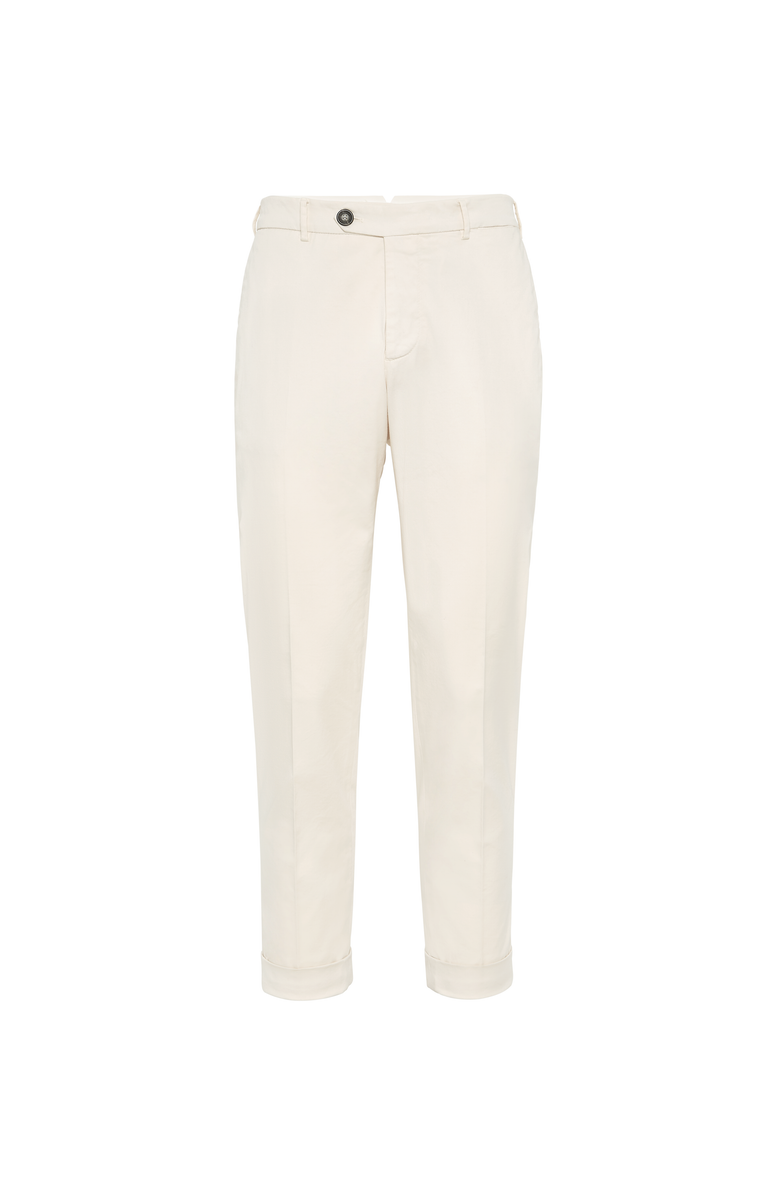 Brunello Cucinelli Gabardine garment dyed trousers, Main, color, Off-White