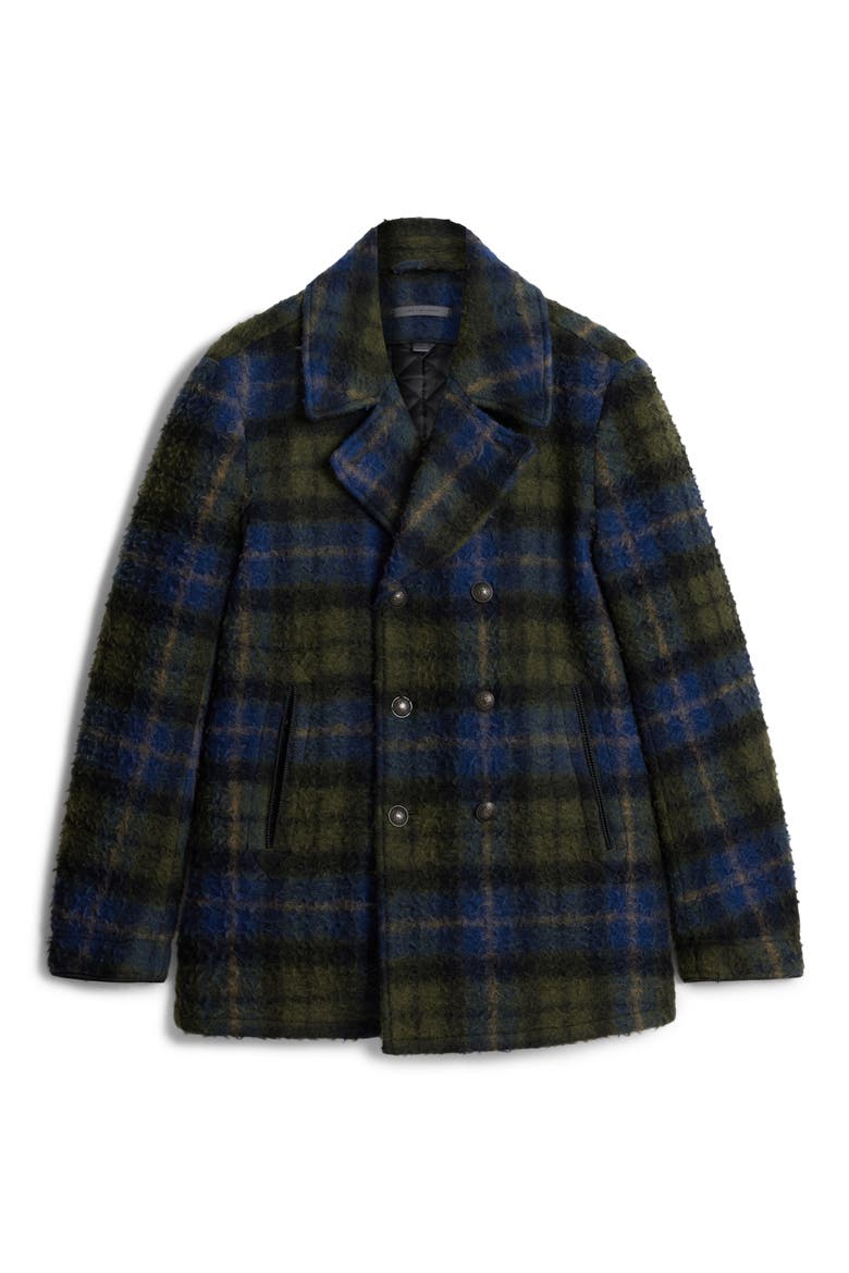 Carlos Plaid Wool Blend Peacoat, Alternate, color, FERN