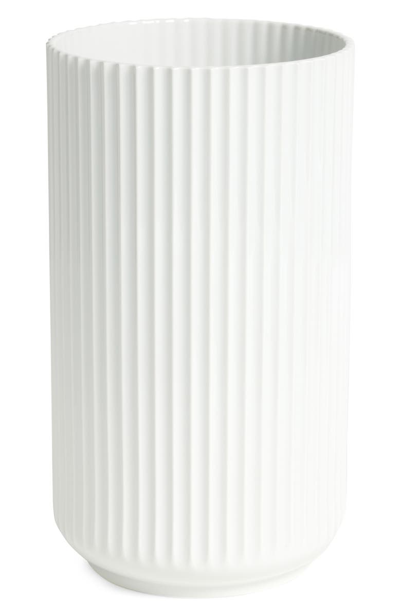 Lyngby Porcelaen 12-Inch Fluted Vase, Main, color, White