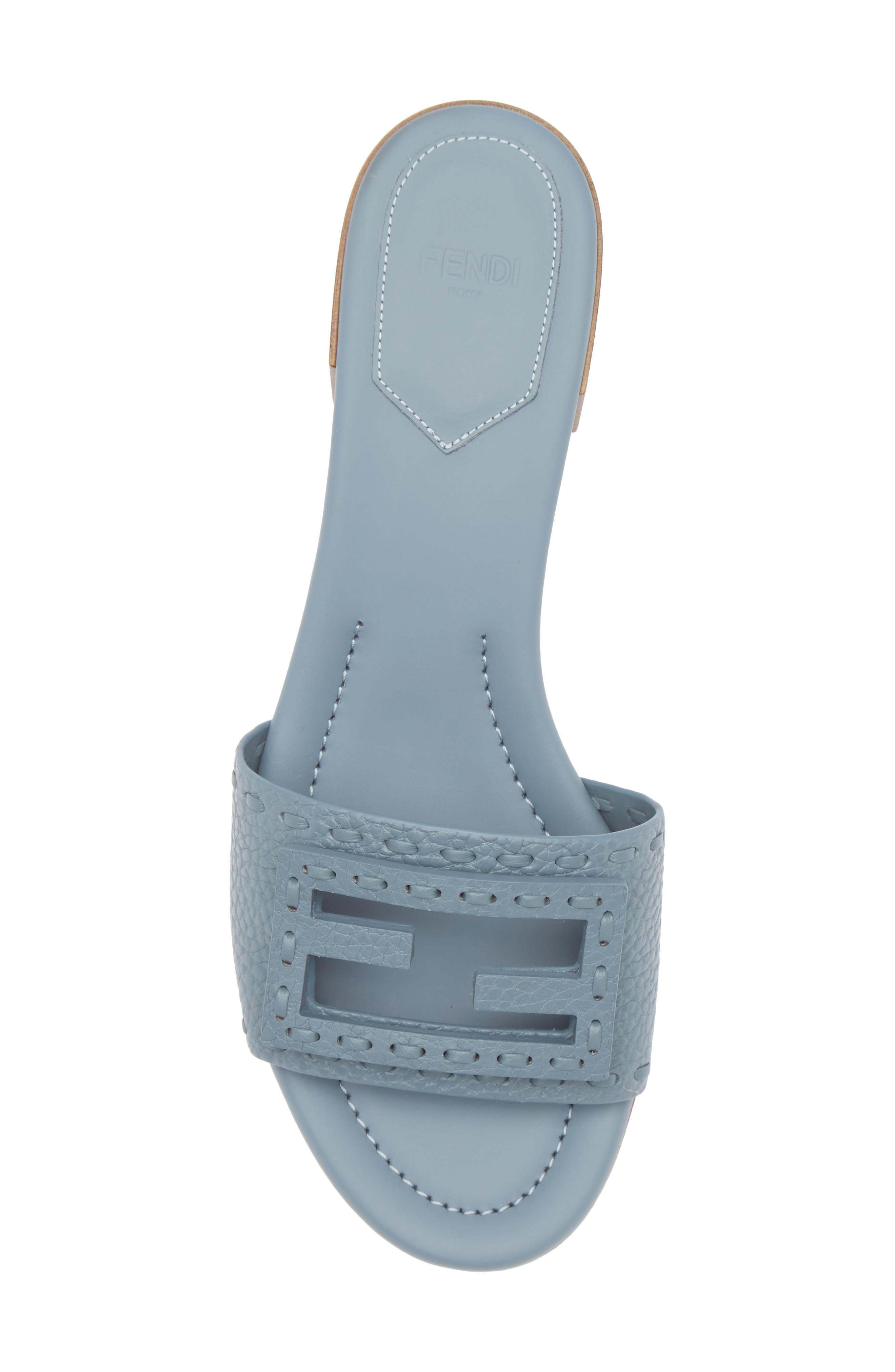 Fendi Baguette Slide Sandal, Alternate, color, Blue