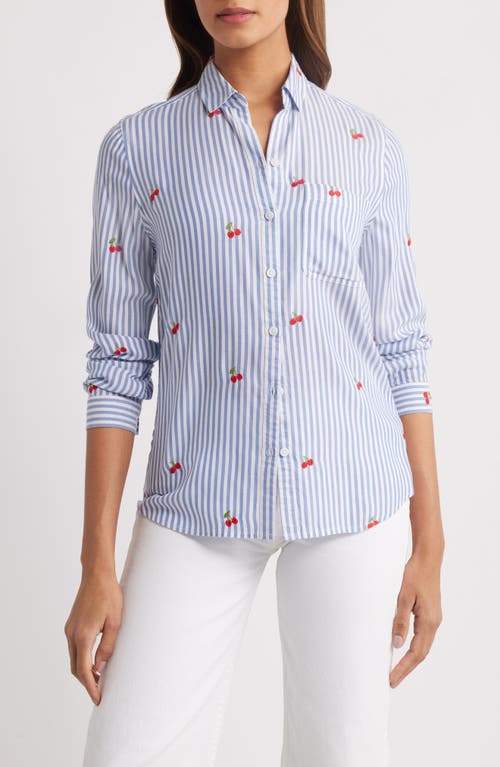 BEACHLUNCHLOUNGE BEACHLUNCHLOUNGE KAYLEE HEART STRIPE LONG SLEEVE BUTTON-UP SHIRT 