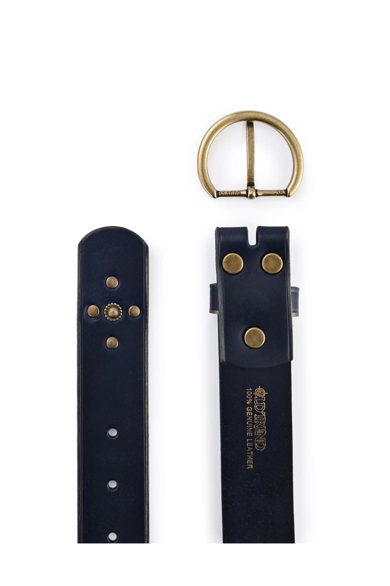 Gia Genuine Leather Studded Vintage Inspired Belt, Alternate, color, Navy