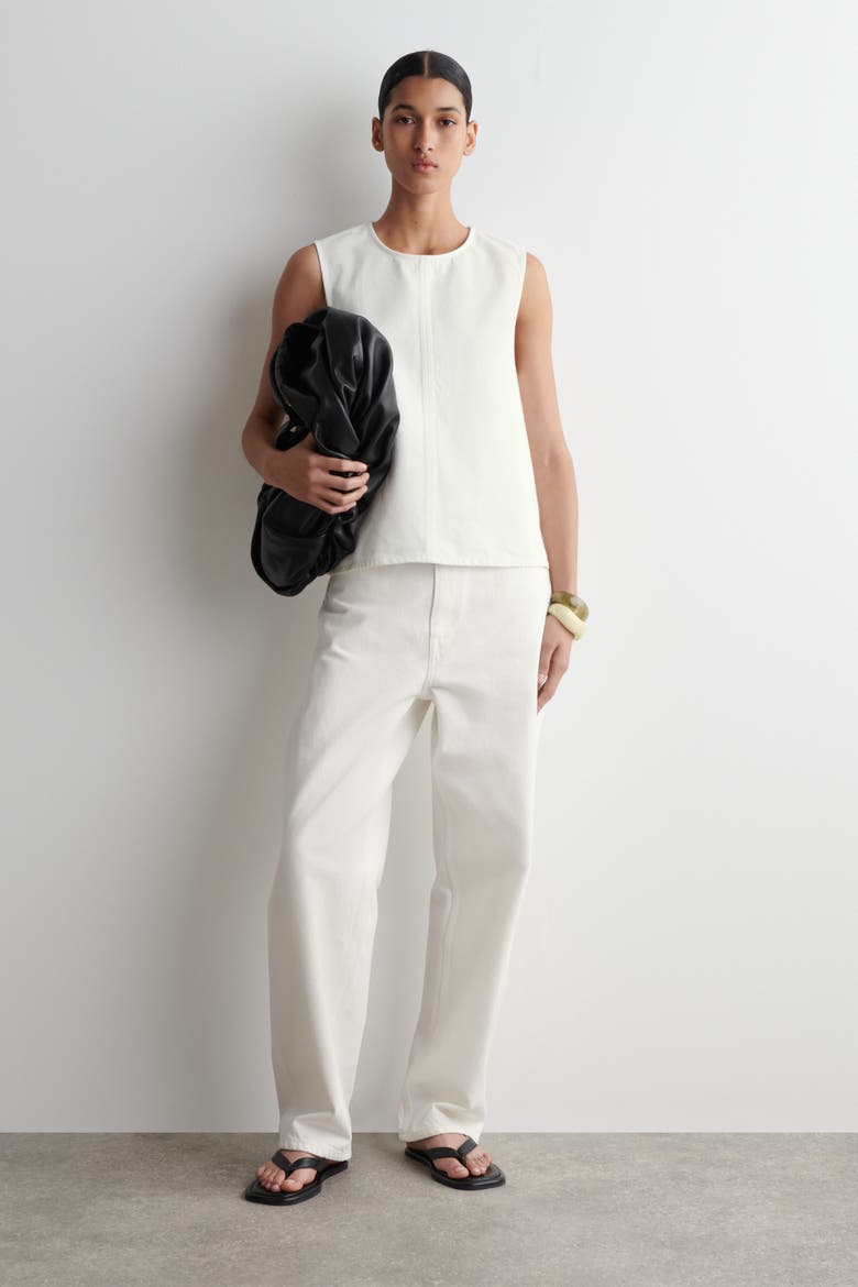 Sleeveless Denim Top, Alternate, color, WHITE