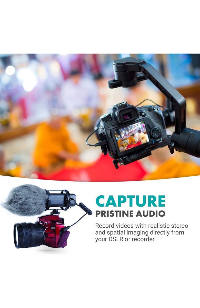 MOVO VXR300 X/Y Stereo Condenser Video Microphone Compatible with DSLR Cameras & Camcorders, Alternate, color, Black