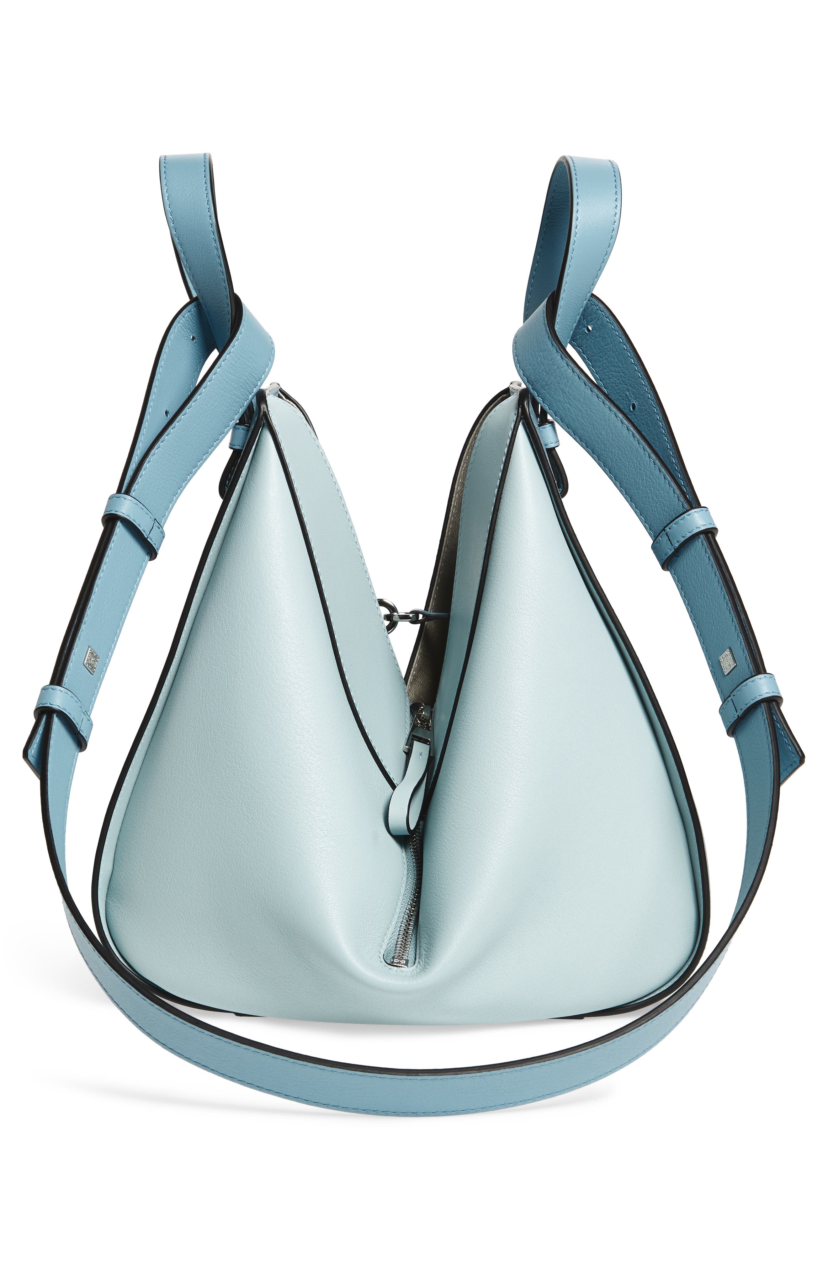 Small Hammock Bicolor Leather Hobo, Alternate, color, STONE BLUE MULTITONE