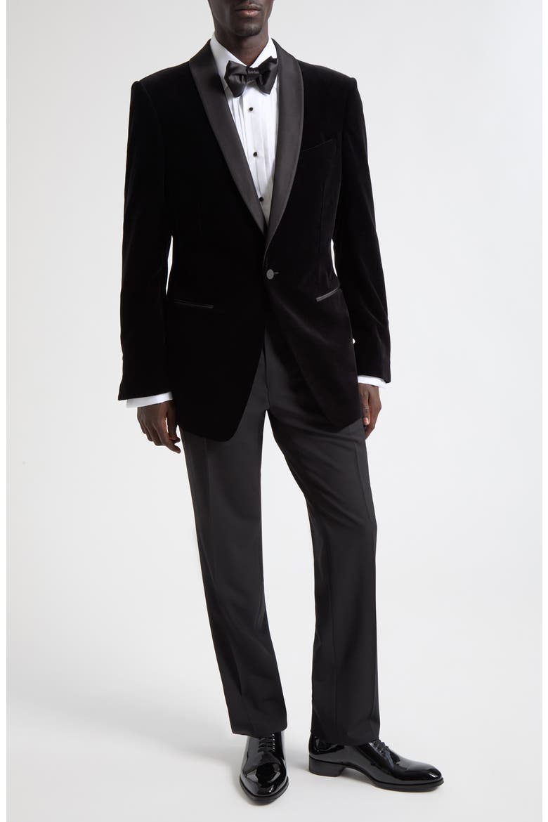 Stretch Velveteen Dinner Jacket, Alternate, color, NAA BLACK