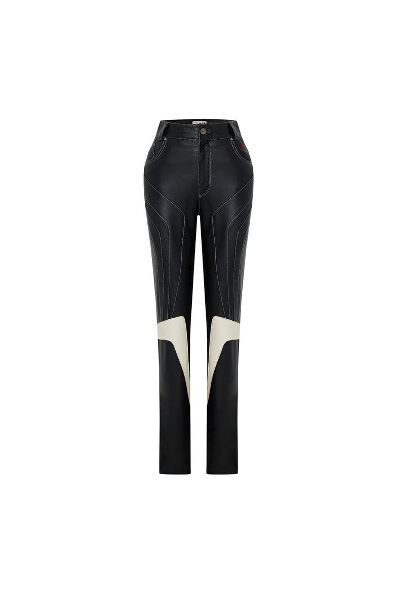 Boomerang Leather Pant, Main, color, Black