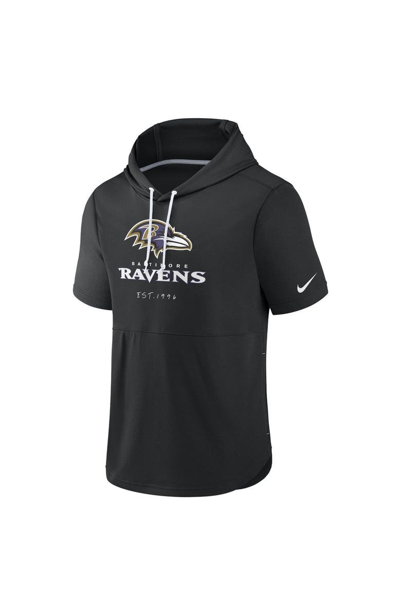 Nike Men's Nike Black Baltimore Ravens Short Sleeve Pullover Hoodie, Alternate, color, 