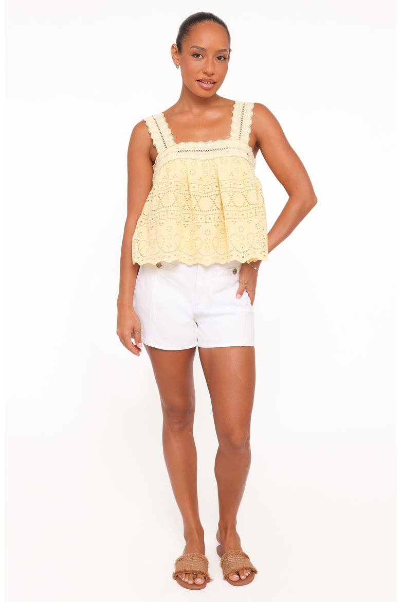 Aideen Sleeveless Eyelet Top, Alternate, color, PALE YELLOW