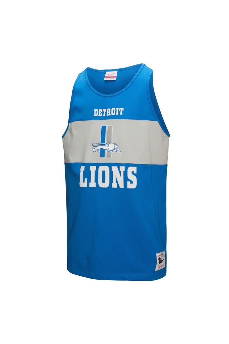 Men's Mitchell & Ness Blue Detroit Lions Retro Colorblock Tank Top, Alternate, color, Blue