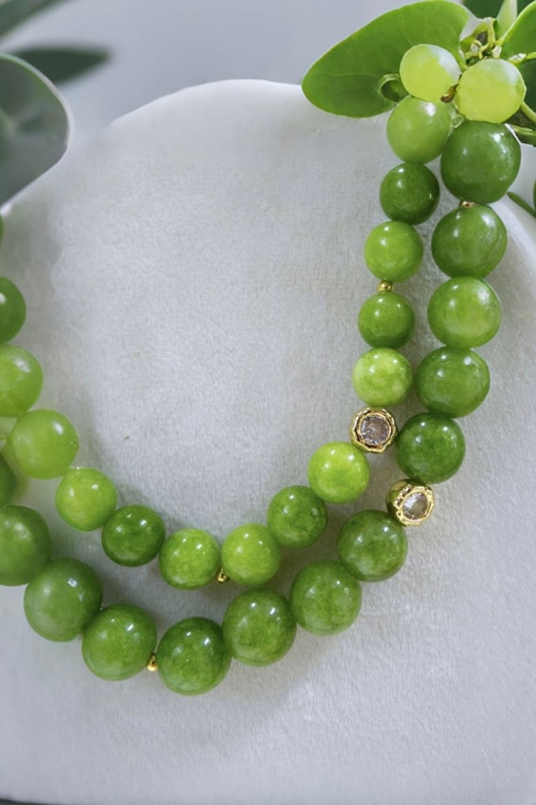 Olivia Peridot Bead Choker Necklace, Alternate, color, Green