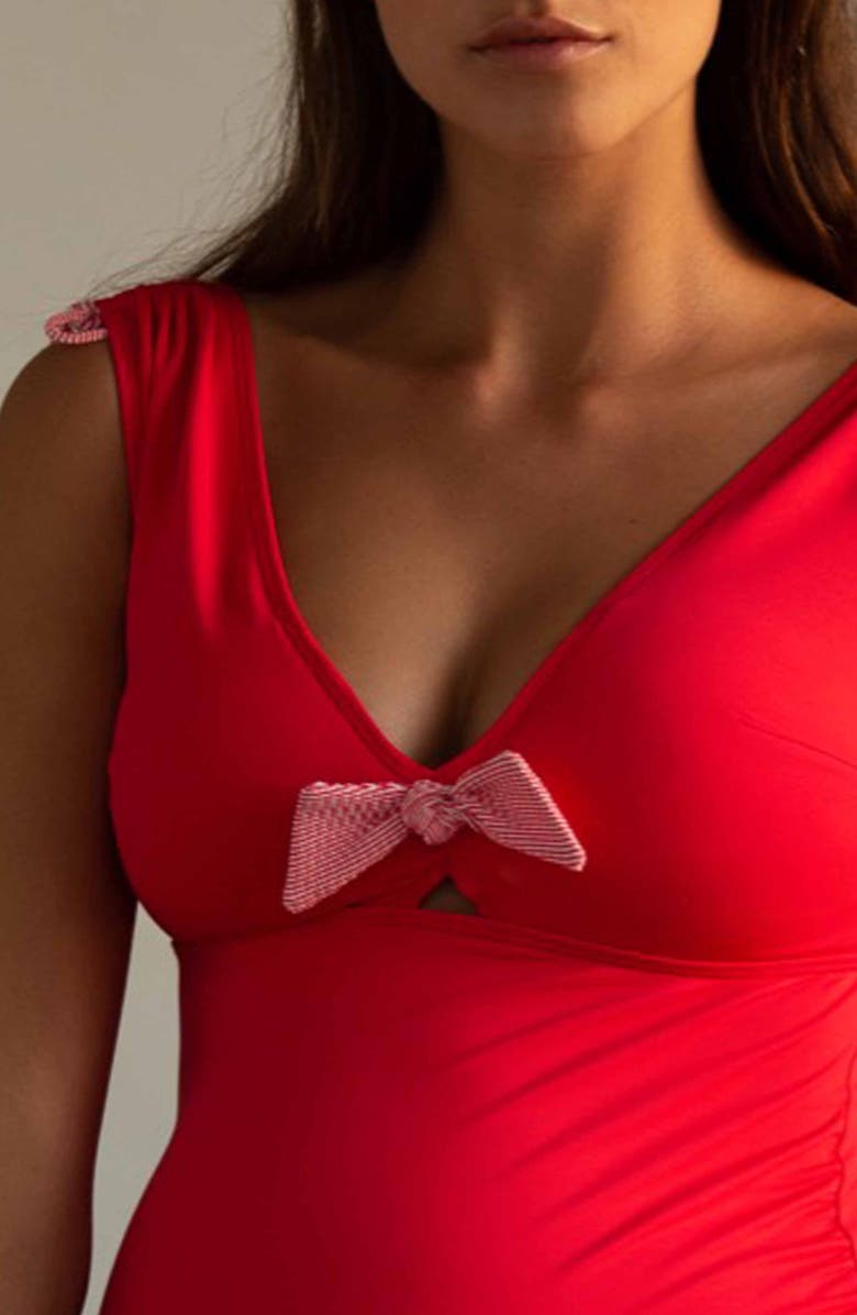 Cache Coeur St-Tropez Maternity tankini, Alternate, color, Red