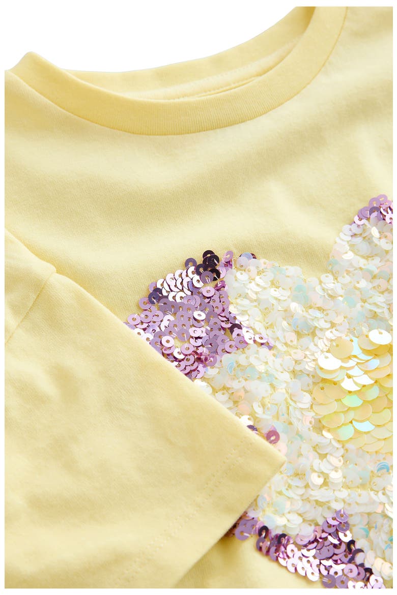 Kids' Daisy Heart Sequin Cotton T-Shirt, Alternate, color, YELLOW