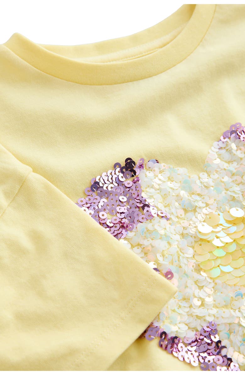 NEXT Kids' Daisy Heart Sequin Cotton T-Shirt, Alternate, color, Yellow