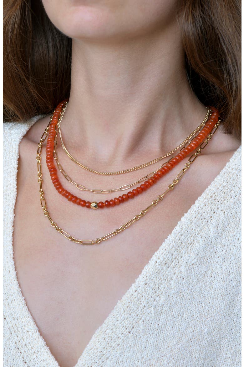 Boheme Smooth Carnelian Beaded Necklace, Alternate, color, CORNELIAN/ GOLD